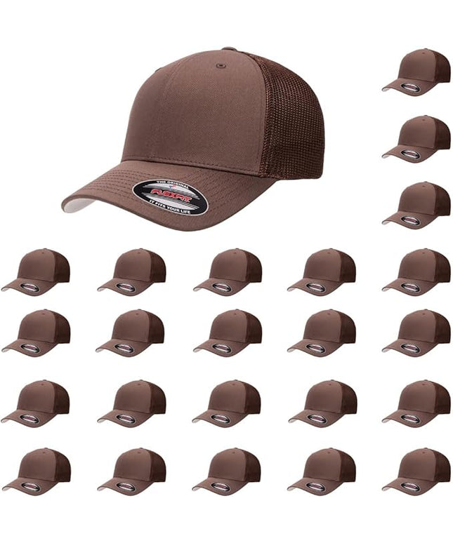 Flexfit 6511 Fitted Mid-Profile Stretchable Mesh Panels Trucker Cap | Bulk Pack Available