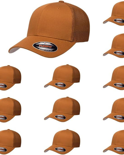Flexfit 6511 Fitted Mid-Profile Stretchable Mesh Panels Trucker Cap | Bulk Pack Available