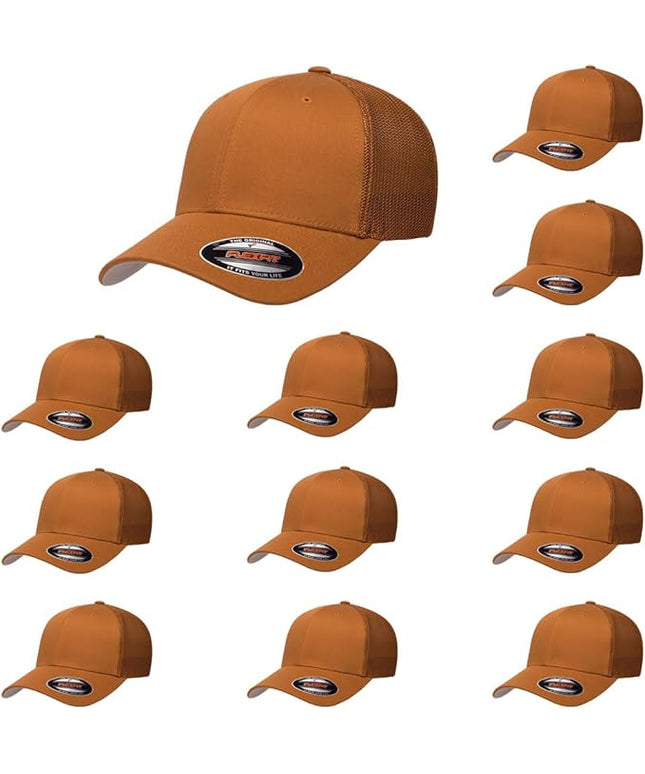 Flexfit 6511 Fitted Mid-Profile Stretchable Mesh Panels Trucker Cap | Bulk Pack Available