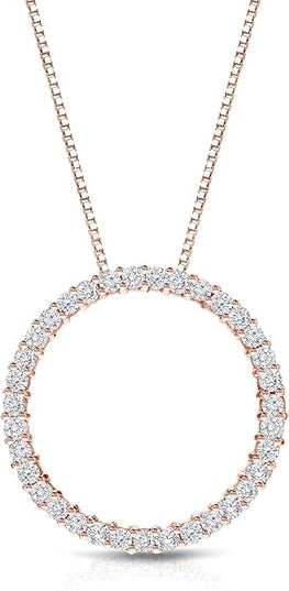 Diamond Wish 1/6 to 1 Carat Diamond Circle of Life Round Pendant Necklace for Women in 14k Gold (I1-I2, cttw) on 18 Inch Long Chain with Spring Ring Clasp