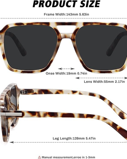 Retro Aviator Sunglasses for Women Men Trendy Classic Square 70s 80s 90s Vintage Shades Double Bridge Aviators FZN813