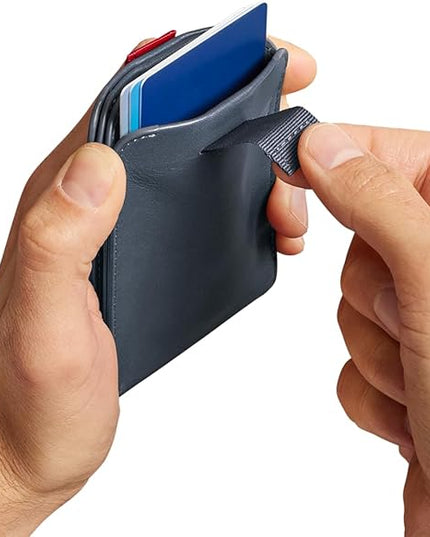 Distil Union Wally Bifold 5.0 RFID Wallet with ID Window - Slim Bifold Wallet for Men with Money Clip, Premium Leather – Minimalist RFID Card Holder - Holds 14 Cards & 30 Bills - Navy
