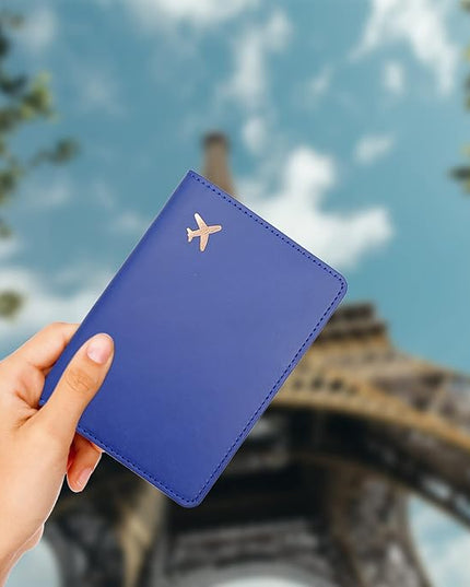 Deziliao Passport Wallet, Blue, Unisex, Faux Leather, Waterproof, Rfid Blocking, Slim, Lightweight, 20 Inch