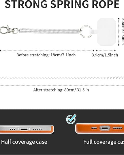 Phone Tether Lanyard Anti Theft Phone Strap with Carabiner Anti-drop Outdoor Skiing Hiking Cycling fishing Climbing fit iPhone and Most Cell Phone (Black+Transparent)