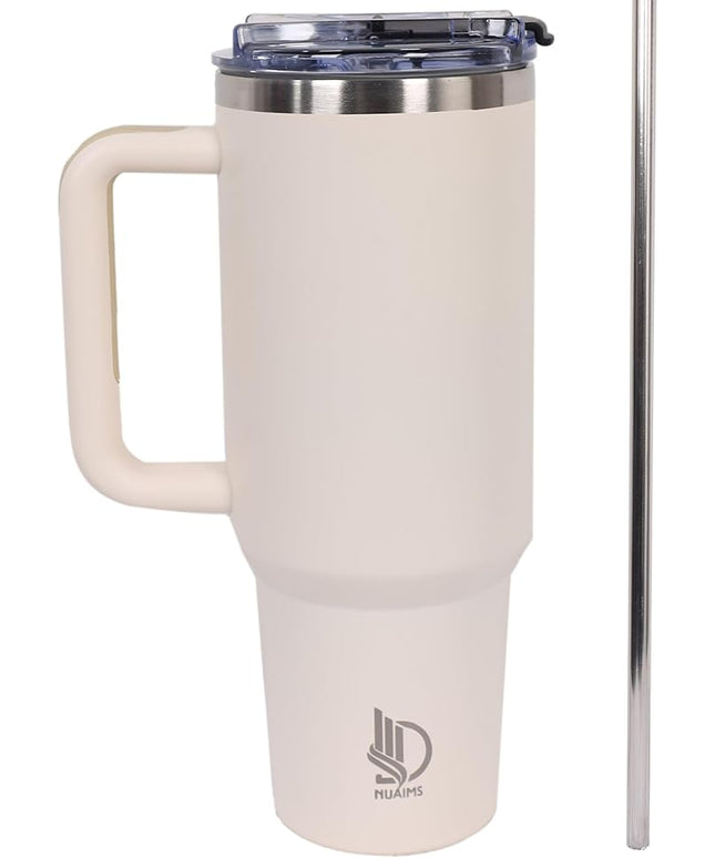 40oz Insulated Tumbler with Handle, Leakproof Straw Lid & Carry Handle - Double Wall Vacuum Insulation Keeps Ice 24 Hours, BPA Free Stainless Steel Water Bottle (Dusty Rose)