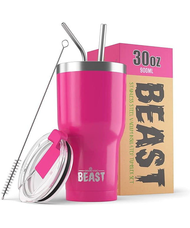 Beast 30 oz Tumbler Stainless Steel Vacuum Insulated Coffee Ice Cup Double Wall Travel Flask (Cupcake Pink)