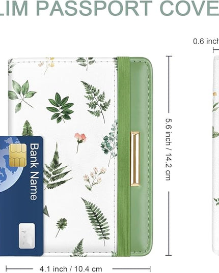 Passport Holder Cover Travel RFID Blocking Passport Cover Rose Gold Cute Flowers Passport Wallet with Elastic Band for Women