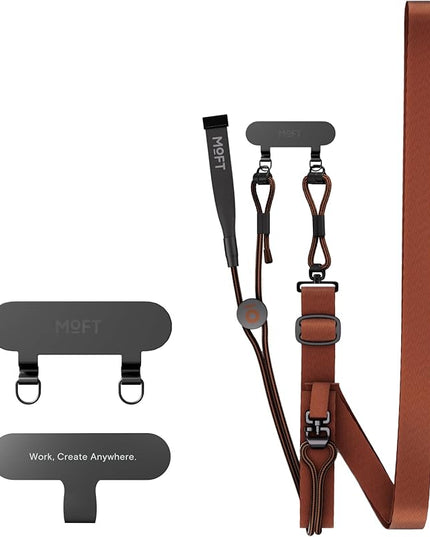 MOFT Phone Lanyard Crossbody with 2 Tabs, Adjustable Phone Strap with Premium Metal Buckles, Skin-Friendly Universal Lanyard, Compatible with Most Smartphones, Sienna Brown