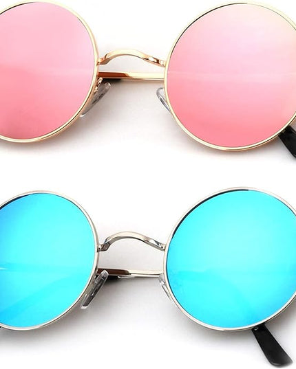 KALIYADI Round Polarized Sunglasses for Men Women Retro Metal Hippie Circle Style Sun Glasses UV Protection