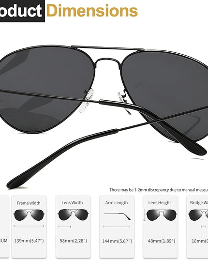 Joopin Polarized Metal Aviation Sunglasses Men, Classic Military Sun Glasses Women, Rectangle Shades UV400 Protection Costume