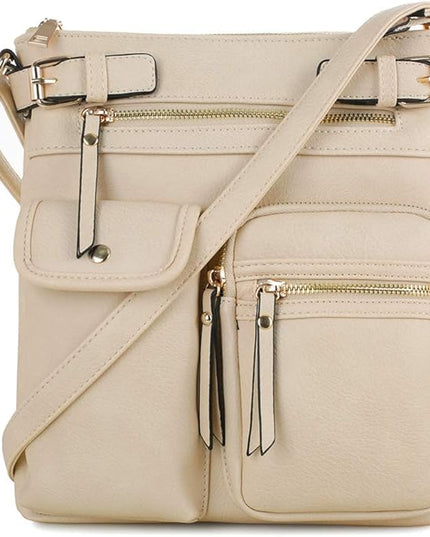 SG SUGU Katie Lightweight Medium Crossbody Bag Shoulder Bag with Multi Pocket for Women