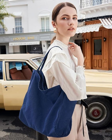 Canvas Tote Bag for Women Large Hobo Shoulder Bag for Work Travel Casual Message Bag Tote Purse handbags