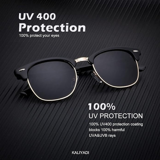 KALIYADI Polarized Sunglasses for Men and Women Semi-Rimless Frame Driving Sun glasses UV Blocking