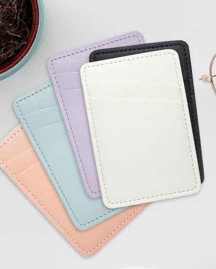 Phone Wallet Stick On, Leather Phone Card Holder, Credit Card Holder for Phone Case Compatible with iPhone, Samsung and Android - White, Purple