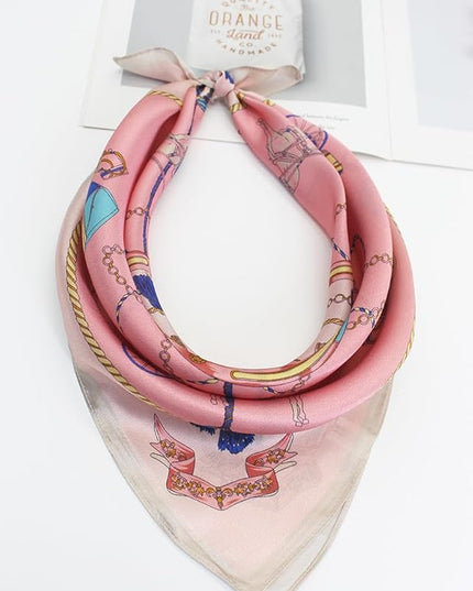 ANDANTINO 100% Pure Mulberry Silk Small Square Scarves -21'' x 21''- Digital Printed Neckerchief –Women Men Lightweight Scarf