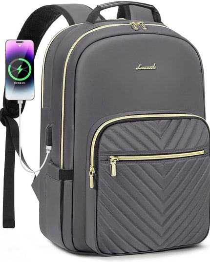 LOVEVOOK Laptop Backpack for Women 18.4 inch,Cute Womens Travel Backpack Purse,Professional Laptop Computer Bag,Waterproof Work Business College Teacher Bag Carry on Backpack with USB Port,Purple Gray