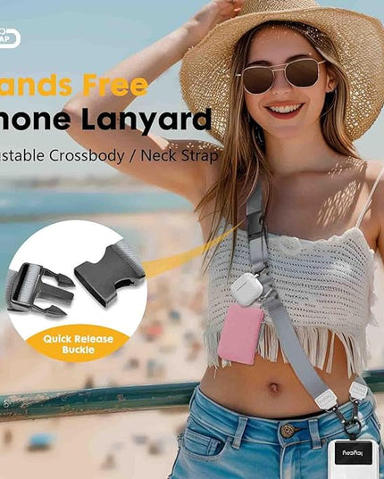 Phone Lanyard Crossbody, Silver Gray Cell Phone Strap for Around The Neck Adjustable, Anti Theft Cute Lanyard for iPhone Case ID Holder Keys Accessories Travel Essential