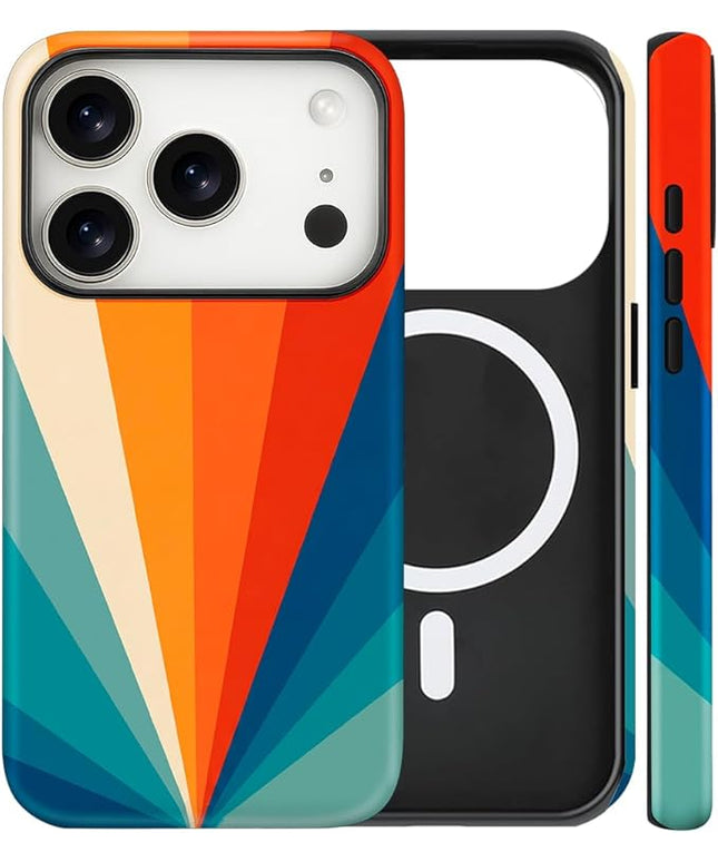 Magnetic for iPhone 17 Pro Case Cute Frog Stripes Phone Case, Summer Shockproof Slim TPU and Hard PC Protective Phone Cover Compatible with MagSafe Designed for Women Girls