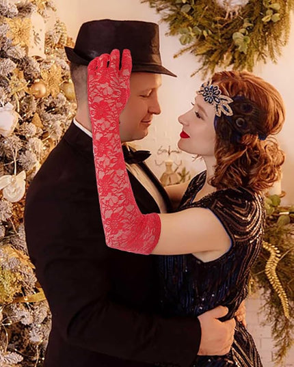 Campsis Floral Lace Gloves Long Lace Gloves