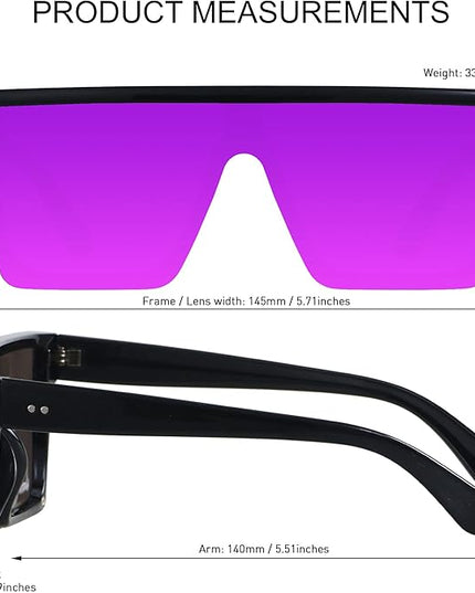 LYZOIT Square Oversized Sunglasses for Women Men Big Flat Top Fashion Shield Large UV Protection Rimless Shades