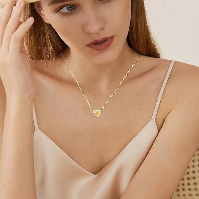 Dainty 14k Gold Heart Necklace, Birthstone Necklace for Women Trendy, Tiny Cubic Zirconia Choker Pendant Necklaces, Cute Love Jewelry Birthday Gifts for Girlfriend Daughter Niece Wife Her