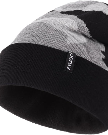 Zylioo Oversize Beanie Hats, XXL Big Size Ribbed Knit Cuffed Winter Hat for Cold Weather, Warm Skull Watch Cap