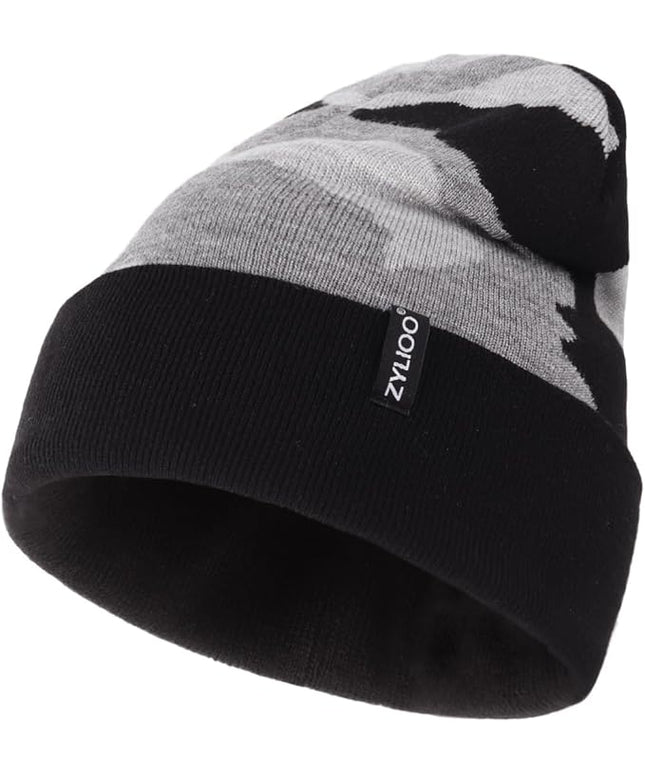 Zylioo Oversize Beanie Hats, XXL Big Size Ribbed Knit Cuffed Winter Hat for Cold Weather, Warm Skull Watch Cap