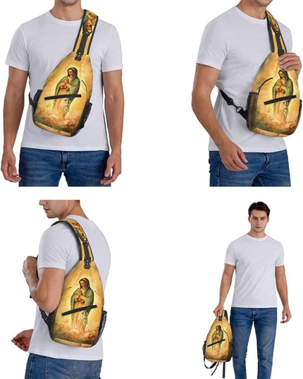 Our Lady of Guadalupe Sling Bag Crossbody Bags Clovers Chest Bag for Travel Hiking for Men Women Virgin Marys 1