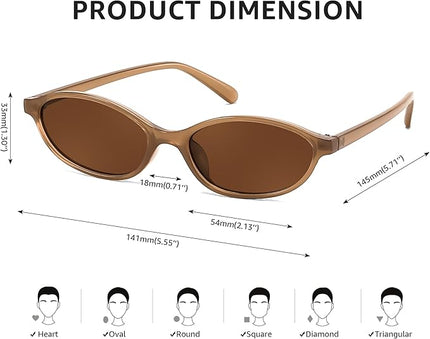 FEISEDY Retro Oval Cat Eye Sunglasses for Women 90s Narrow Lightweight Shades Y2k Trendy Sunnies B0257
