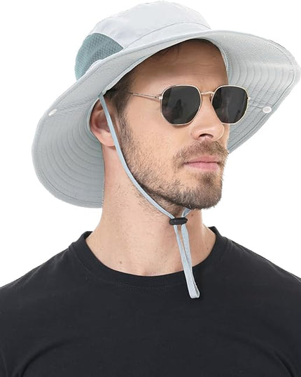 Sun Hat for Men Women UPF 50+ Fishing Hats Waterproof Wide Brim Boonie Bucket Hat for Safari Beach Hiking Garden