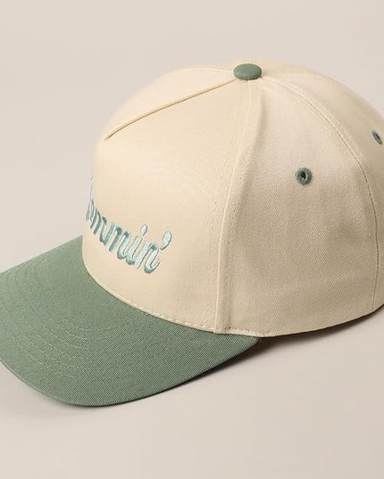 MIRMARU Two-Tone Vintage Canvas Trucker Hats for Men & Women, Adjustable Size Baseball Caps with Trendy Embroidered Design