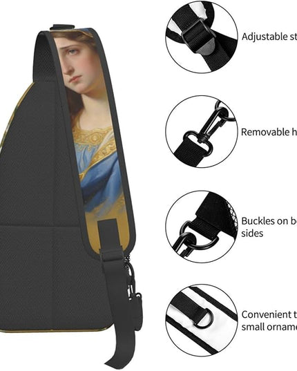 Our Lady of Guadalupe Sling Bag Crossbody Bags Clovers Chest Bag for Travel Hiking for Men Women Flower Mary 8