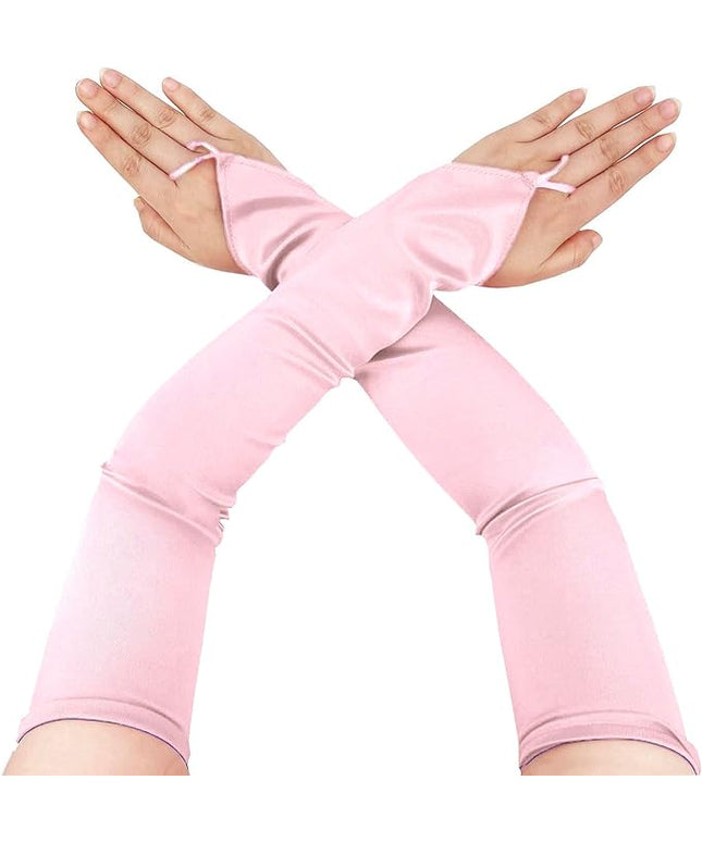 Fingerless Long Glove 1920s Satin Stretchy Elbow Length Opera Party Gloves