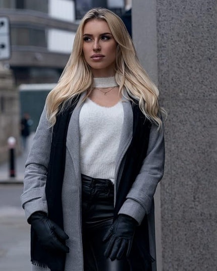 Downholme Touchscreen Leather Cashmere Lined Gloves for Women