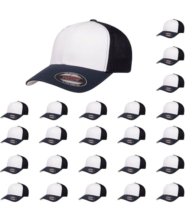 Flexfit 6511 Fitted Mid-Profile Stretchable Mesh Panels Trucker Cap | Bulk Pack Available