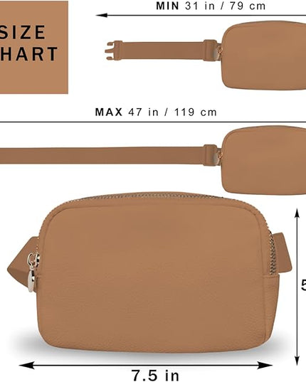 Leather Belt Bag for Women Large Crossbody Fanny Pack Stylish Everywhere Waist Bag with Adjustable Strap Brown