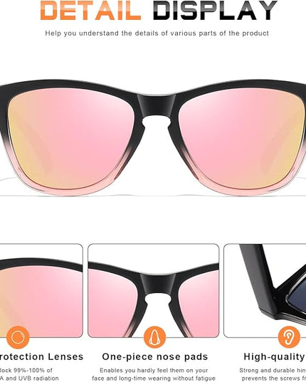 DANAMY Sunglasses Womens Polarized Sunglasses for Women Trendy Designer Mirrored UV400 Protection Sun Glasses