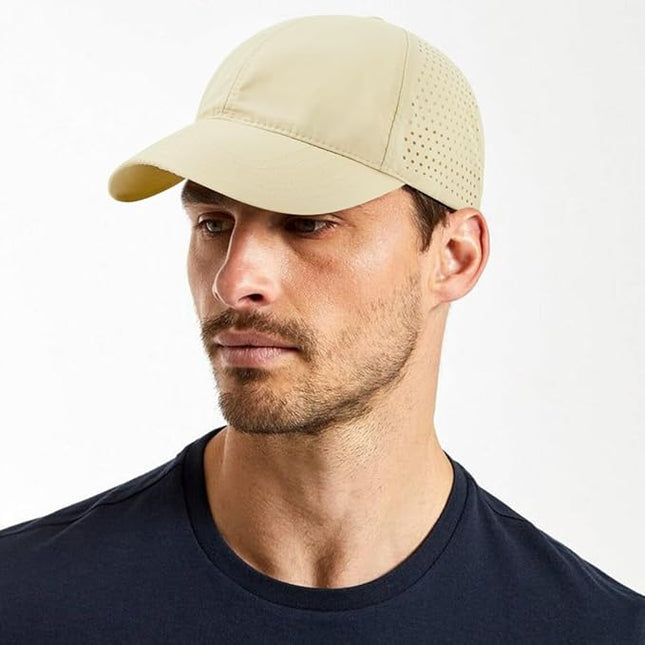 Xinveen Quick Dry Baseball Cap Curved Brim Snapback Hat Laser Cut Mesh Ball Cap Golf Ball Cap for Men Women