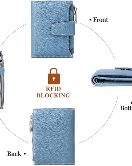 FALAN MULE Small Wallet for Women Leather Bifold Compact RFID Blocking Small Womens Wallet Purse