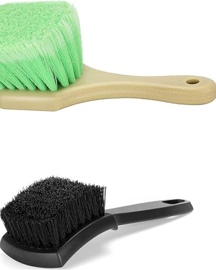 Wheel Rim & Tire Brush Set, Soft & Stiff Bristle Wash Cleaning Supplies Kit for Car Body Exterior Surface, Carpet, Truck,SUV,RV,Motorcycle