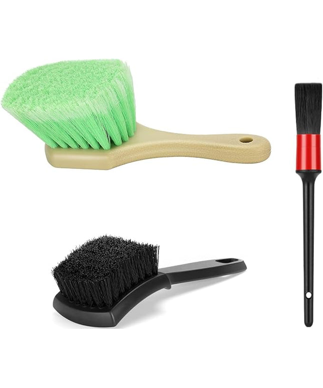 Wheel Rim & Tire Brush Set, Soft & Stiff Bristle Wash Cleaning Supplies Kit for Car Body Exterior Surface, Carpet, Truck,SUV,RV,Motorcycle