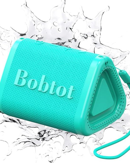 Bobtot Portable Bluetooth Speaker Wireless, IPX7 Small Shower Speaker Waterproof, 15H Playing Time, Loud and Stereo Sound with Bass, TWS Pairing for Party, Camping, Travel, Green