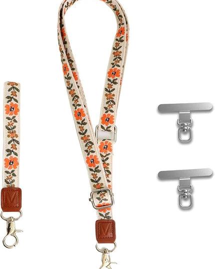 LEMEDE Wrist Keychain and Adjustable Phone Lanyard, Silver Hook Phone Crossbody Strap with 360° Rotating Phone Pads