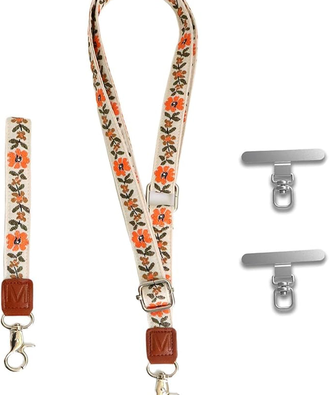 LEMEDE Wrist Keychain and Adjustable Phone Lanyard, Silver Hook Phone Crossbody Strap with 360° Rotating Phone Pads