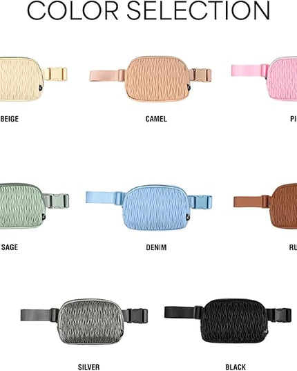 C.C Belt Bag for Women – Quilted Fanny Pack Crossbody Waist Bag with Adjustable Strap, Fashion Gift Idea (Materasse - Black)