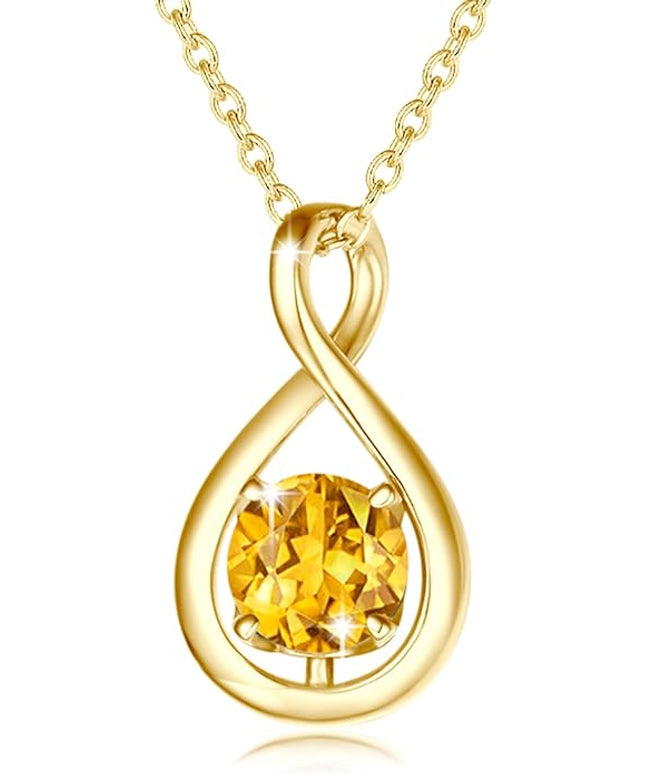 FANCIME Birthstone Necklaces for Women Fine Jewelry Sterling Silver Dainty Infinity Pendant Anniversary Birthday Christmas Gifts for Her Wife Mom Lady Daughter, Chain 16"+2" Extend