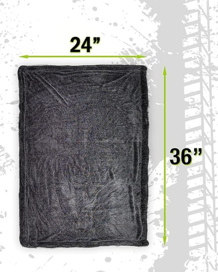 ExoForma Mega Car Drying Towel - Holds Up to 9 lbs, No Streaks, Scratches, or Water Spots | 1200 GSM Microfiber Double Twist Pile & Edgeless Design, 1 Quick & Effortless Dry - 24” x 36”