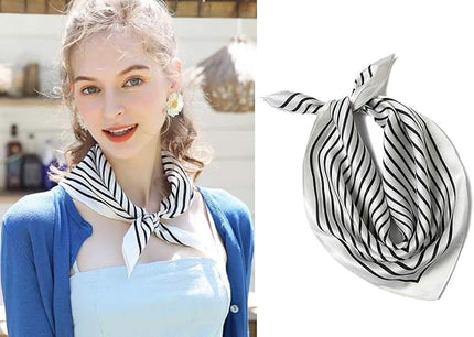 ANDANTINO 100% Mulberry Silk Scarf -21” Lightweight Square Neckerchief – Breathable Digital Printed Scarves with Gift Packed