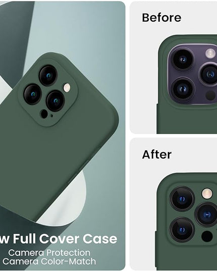 FireNova Designed for iPhone 14 Pro Max Case, Silicone Upgraded [Camera Protection] Case with [2 Screen Protectors], Soft Anti-Scratch Microfiber Lining Inside, 6.7 inch, Alpine Green