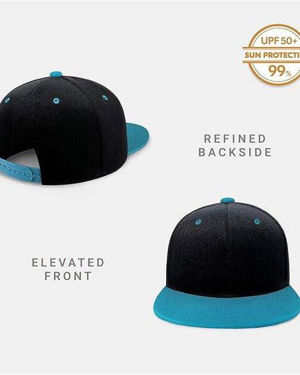 CHOK.LIDS Flat Bill Visor Classic Snapback Hat Blank Adjustable Brim High Top End Trendy Color Style Plain Tone Baseball Cap